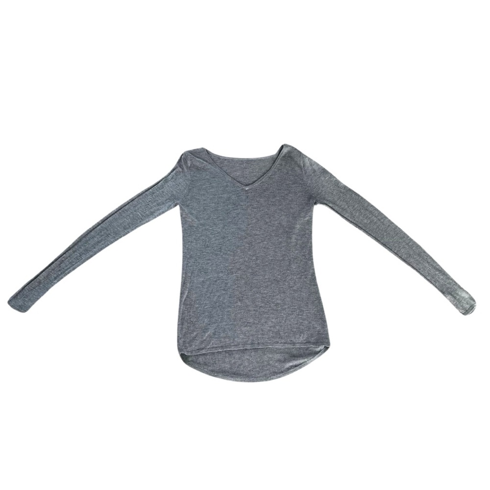 Lululemon Gray Lightweight Knitted V-Neck Sweater Size 4